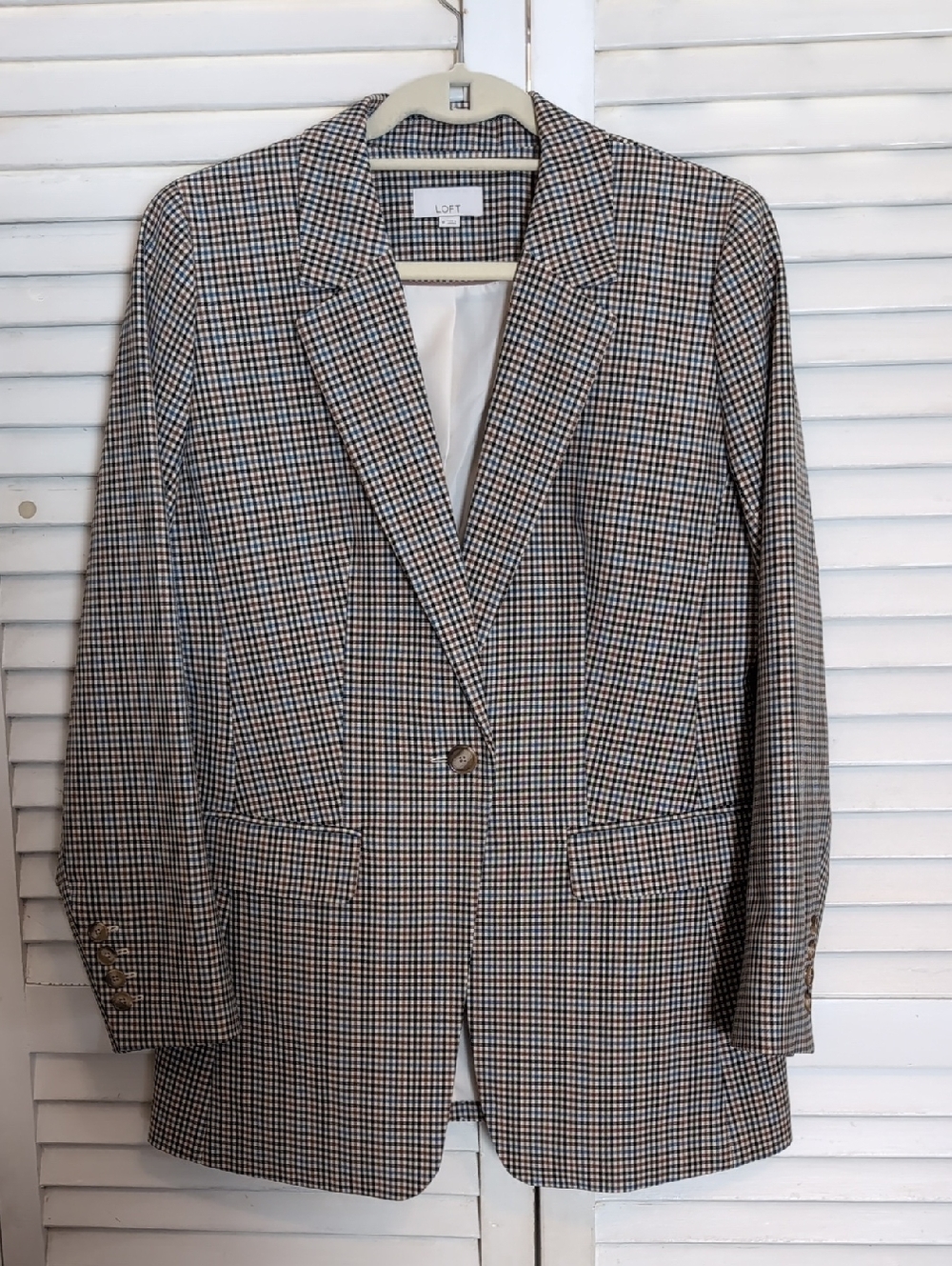 LOFT Classic Women's Plaid check Blazer Neutral Colors